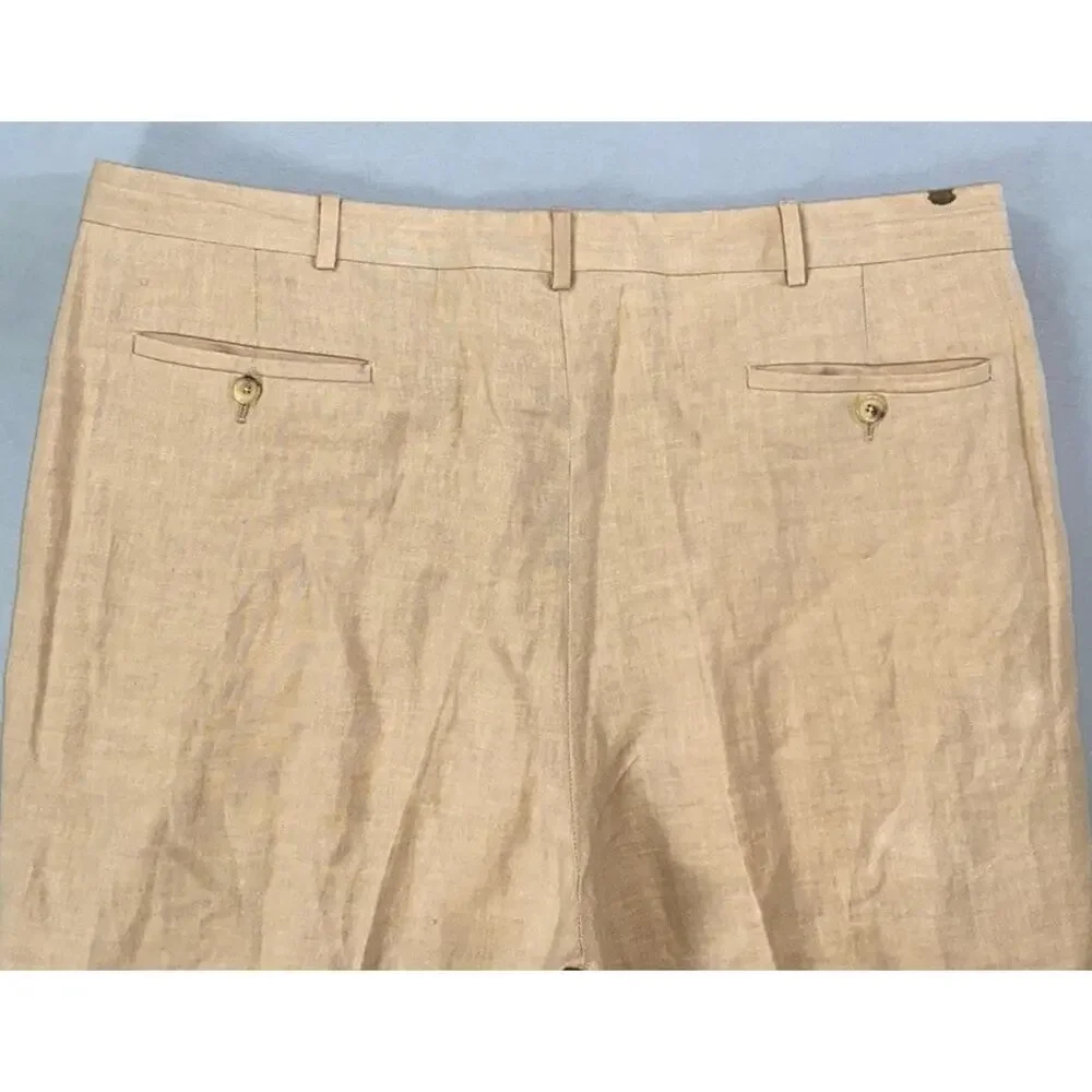 Ralph Lauren Italy Purple Label Men's Pleated 100% Linen Dress Pants. 38X31.5